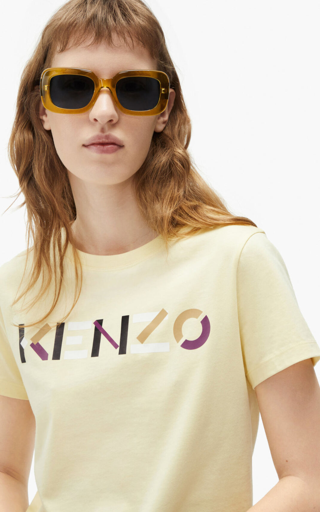 Kenzo with multicoloured logo Camisetas Mujer Creme | 8731956-SA